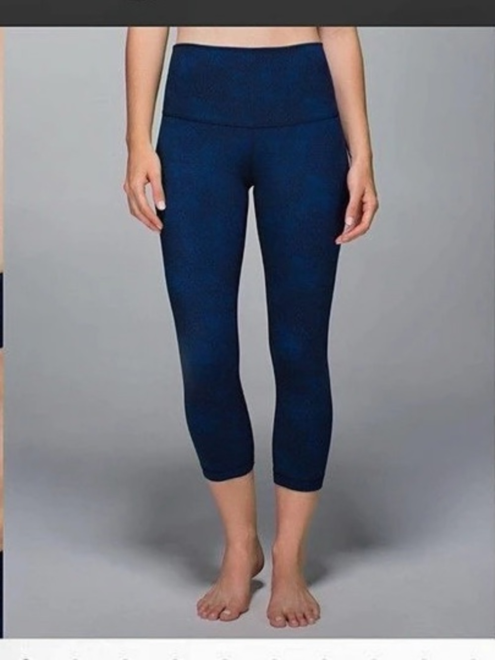 lululemon Wunder Under Crop II Blue Cross Leggings